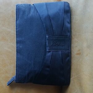 Yves Saint Laurent YSL Distressed black Denim & Satin Cosmetic Clutch Bag